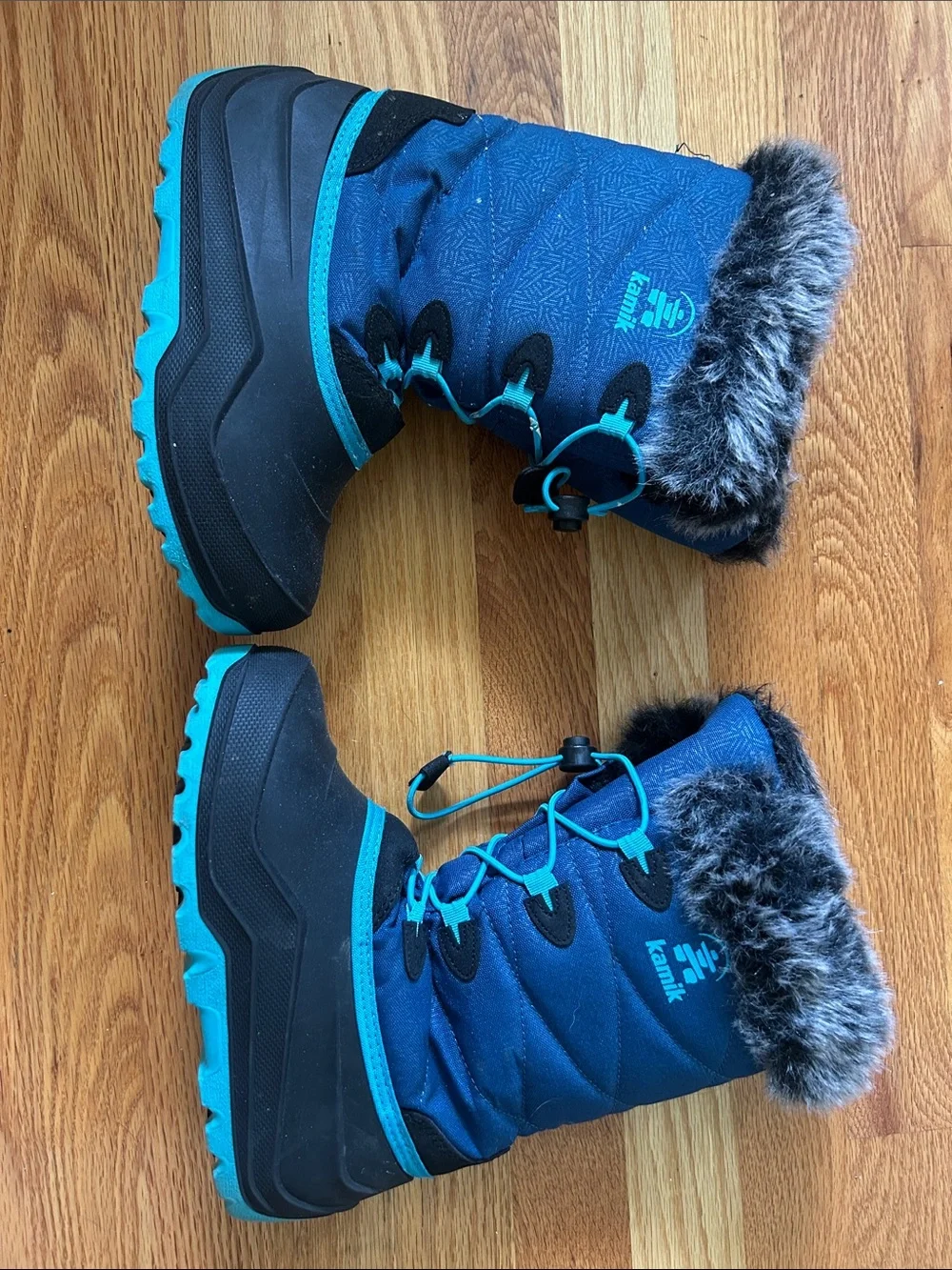 Kamik Kids Blue and Teal Faux-Fur Winter Snow Boots